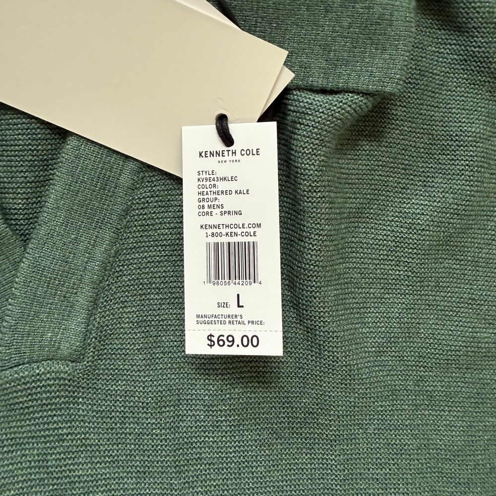 Kenneth Cole Sweater Collection Men's Size L Crew Neck Heathered Kale - Picture 4 of 8